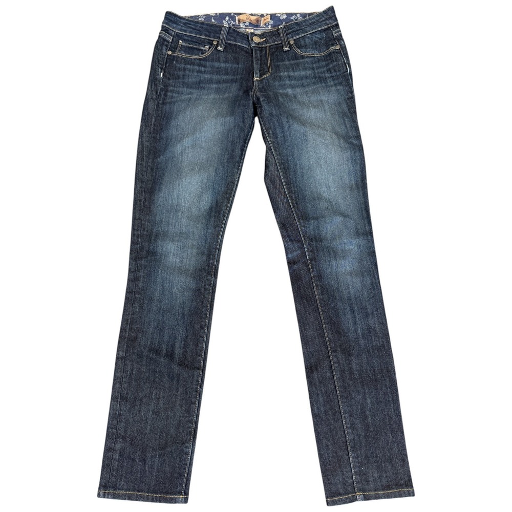 Paige Jeans Women's 27 Straight Low-Rise Dark Wash Stretch Denim Skyline 28x29